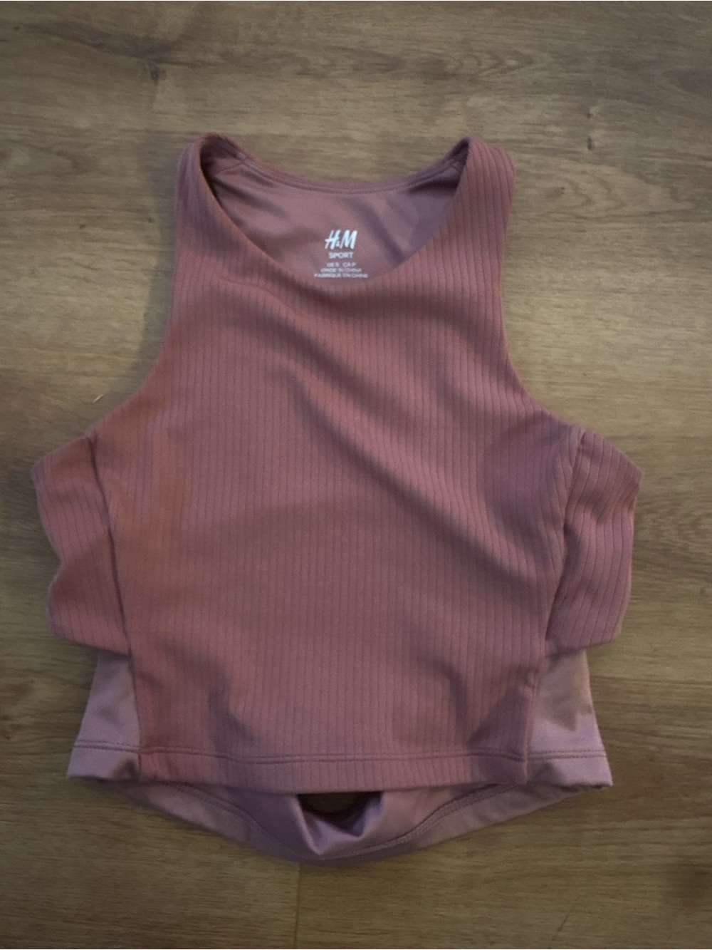 H&M Ribbed Sports Bra Tank in Dusty Rose